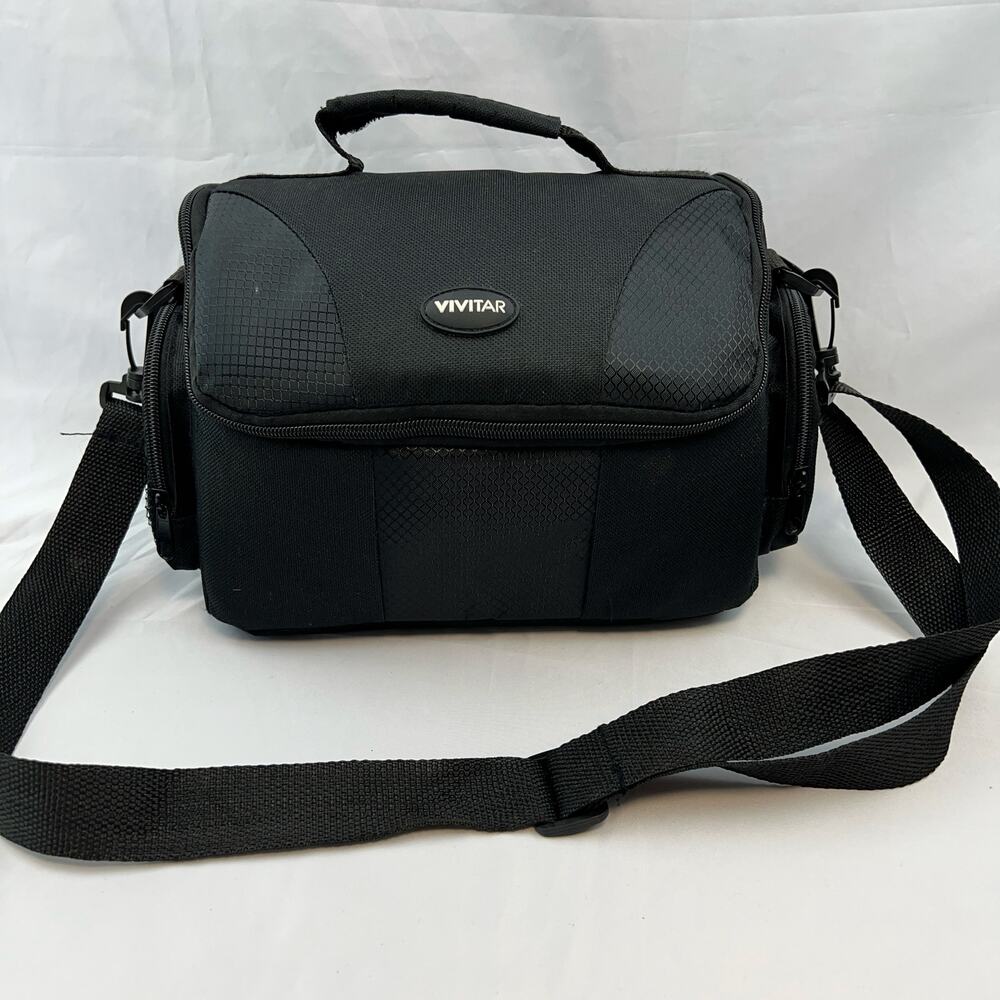 Vivitar Black Camera Bag DSLR Mirrorless Camcorder Padded Dividers 12” Shoulder